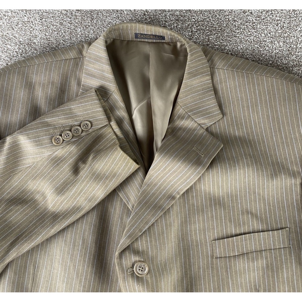 Zandello Le Collezioni Beige Striped Blazer Mens 48R Old Money Italy Rayon Blend